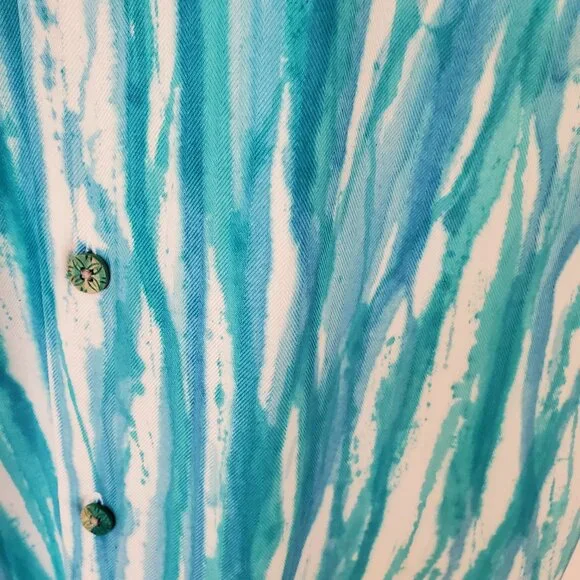 Painted Tommy bahama silk shirt blue stripe white XL limited edition collector